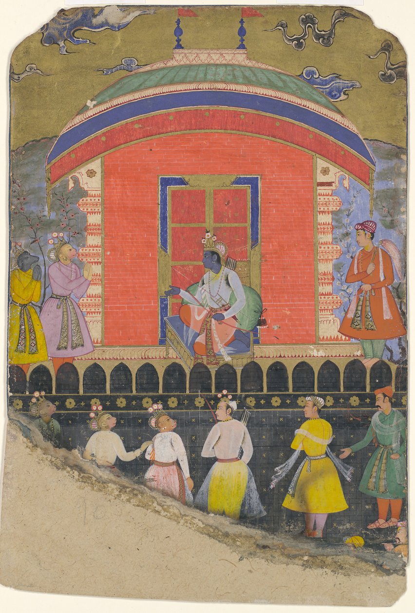 राम ने सुग्रीव और जाम्बवत, बंदर और भालू राजाओं, से फोलियो प्राप्त किया ..., सीए। 1605. द्वारा अज्ञात