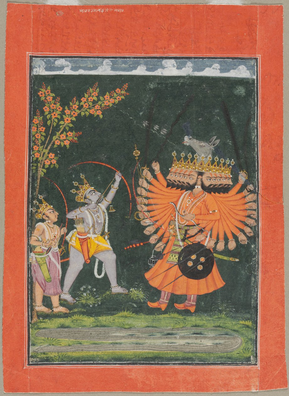 राम और लक्ष्मण लड़ते रावण, सी। 1750। द्वारा अज्ञात