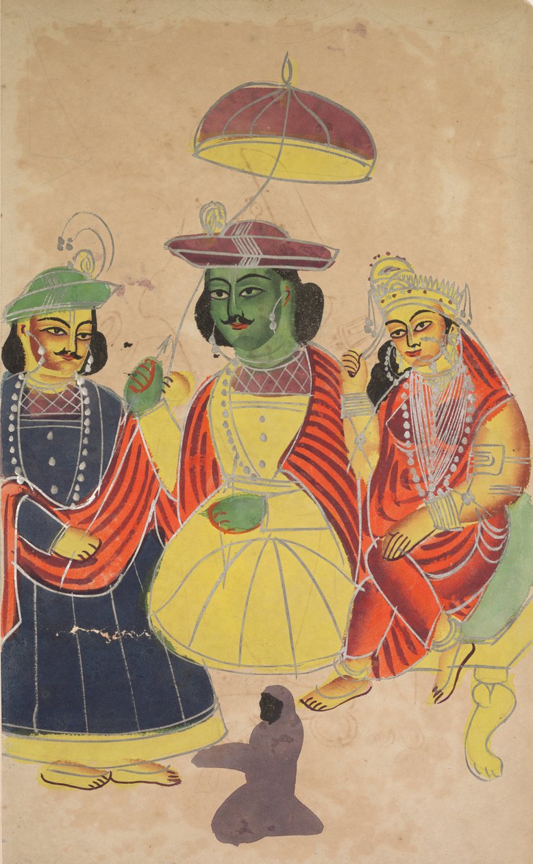 राम और सीता ने लक्ष्मण और हनुमान के साथ, 1800 के दशक में भाग लिया। द्वारा अज्ञात