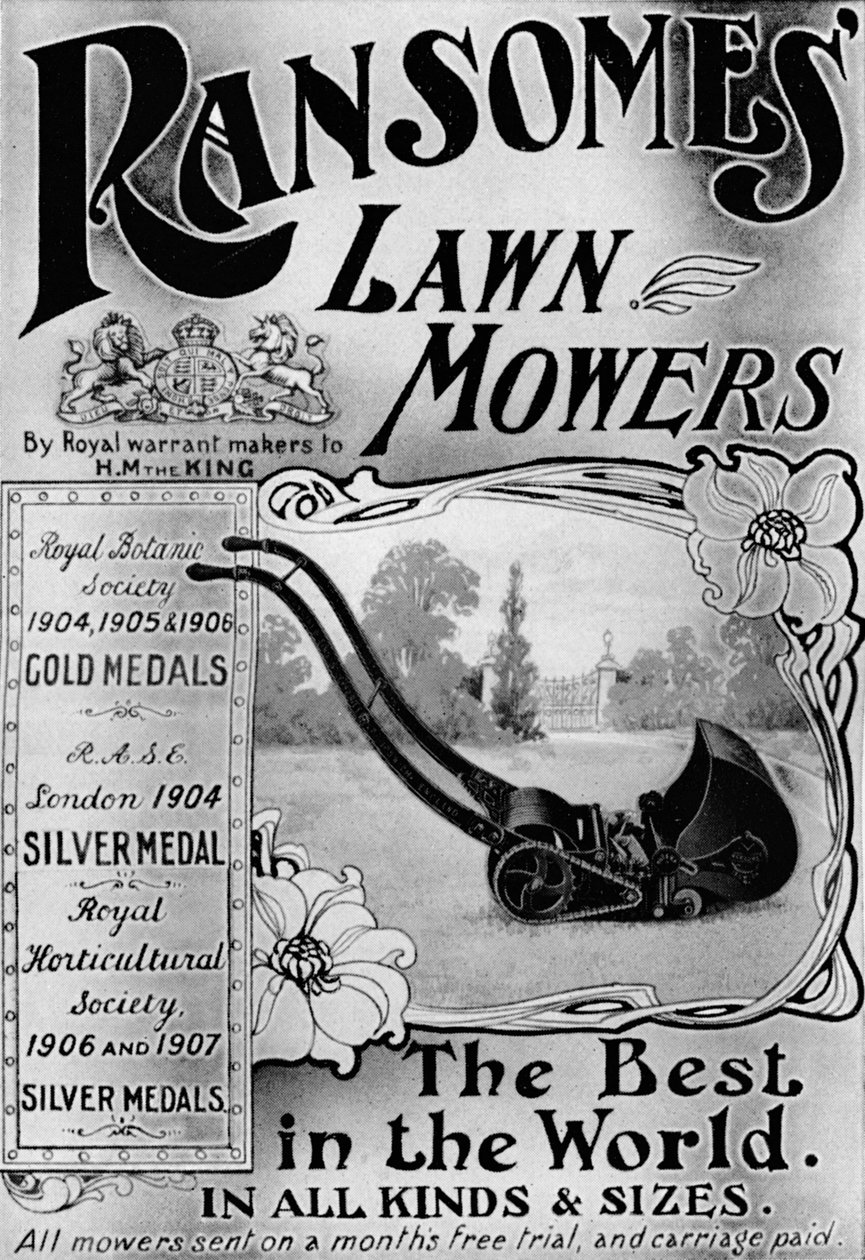 रैनसम लॉन मोवर्स विज्ञापन, 1908 द्वारा अज्ञात