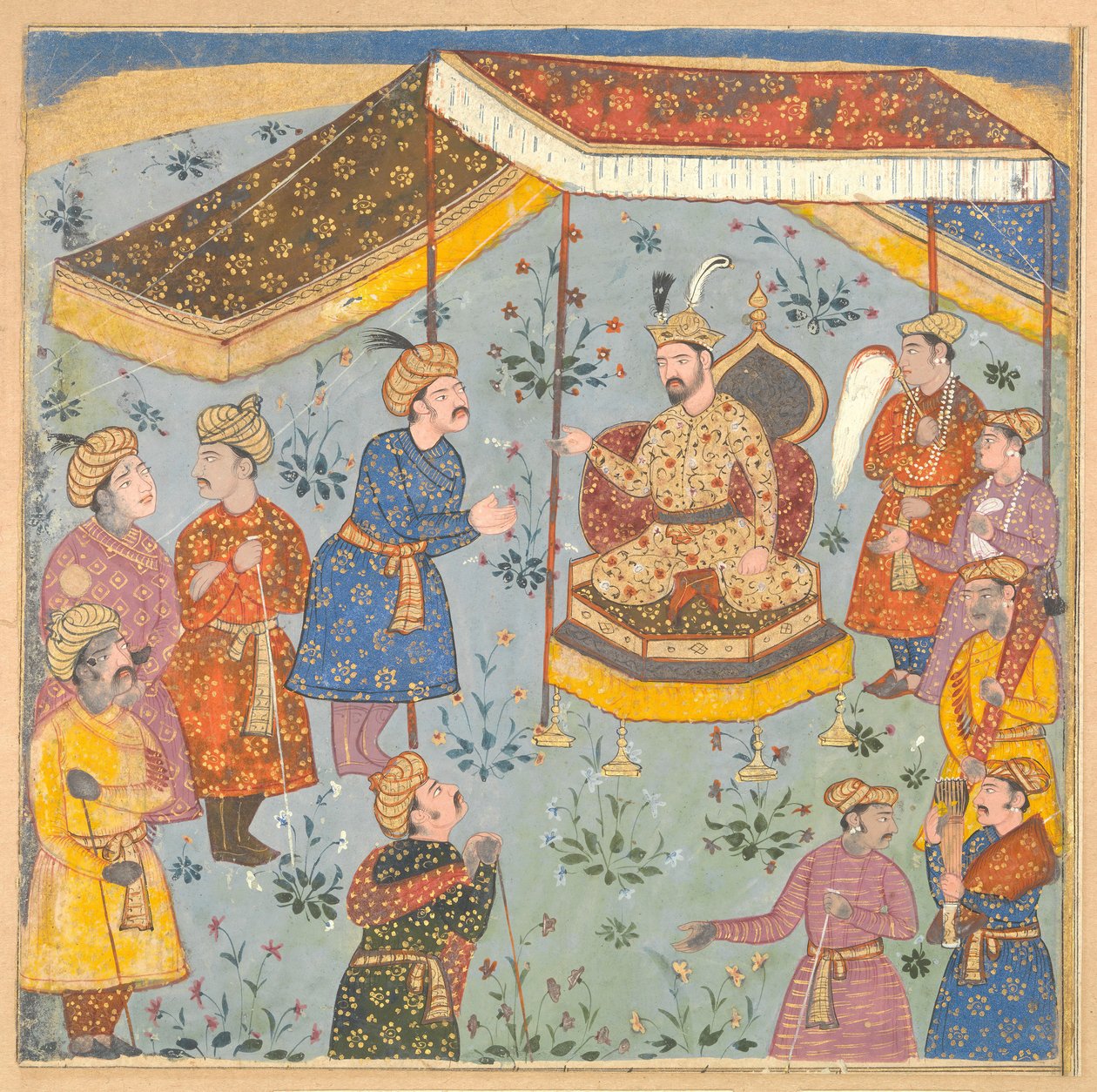 17वीं शताब्दी की शुरुआत में एक मुगल राजकुमार द्वारा फारसी राजदूत का स्वागत। द्वारा अज्ञात