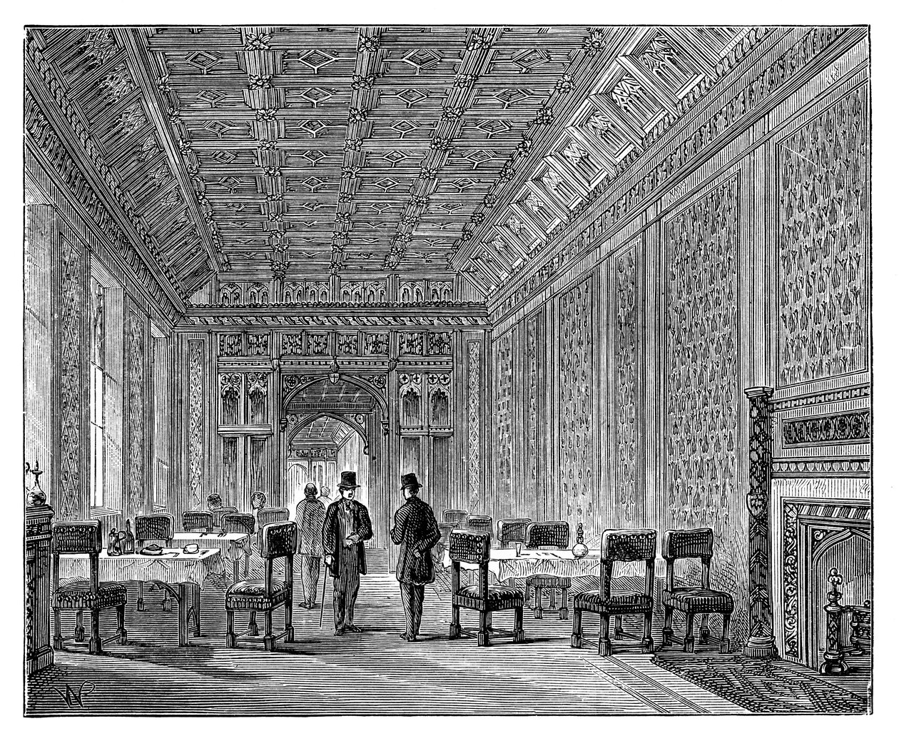 रिफ्रेशमेंट रूम, हाउस ऑफ लॉर्ड्स, पैलेस ऑफ वेस्टमिंस्टर, लंदन, c1888 द्वारा अज्ञात