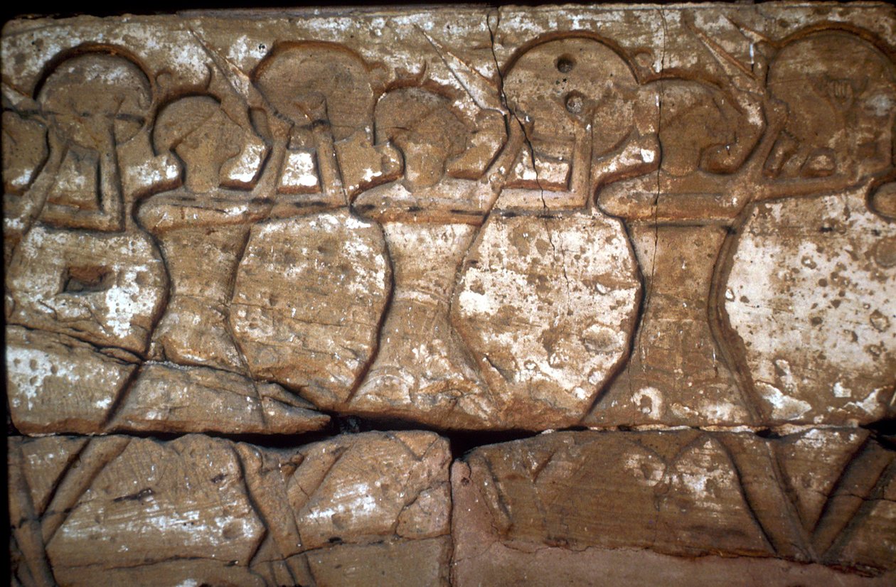सैनिकों की राहत, रामसेस III का मंदिर, मेदिनत हबू, लक्सर, मिस्र, c12वीं शताब्दी ई.पू. द्वारा अज्ञात