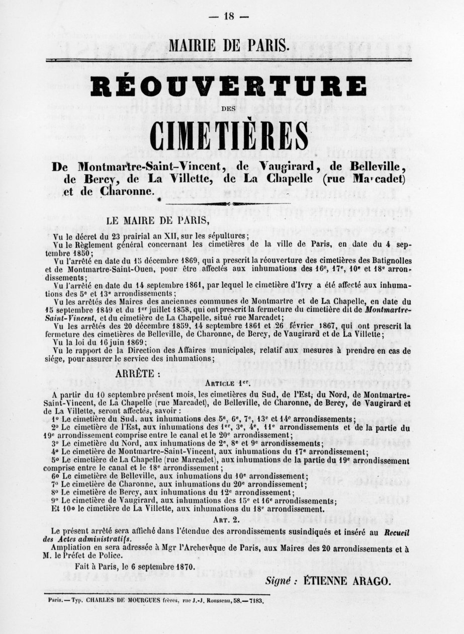 मई 1871 के पेरिस कम्यून के फ्रांसीसी राजनीतिक पोस्टरों से रिवर्ट देस सिमेटियर्स द्वारा अज्ञात