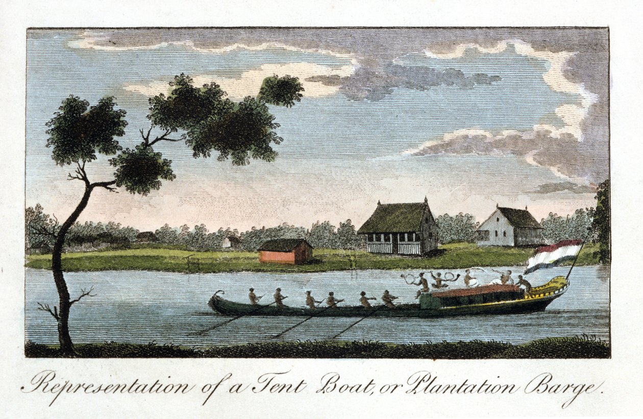 एक टेंट बोट का प्रतिनिधित्व, या बागान बजरा, 1813 द्वारा अज्ञात
