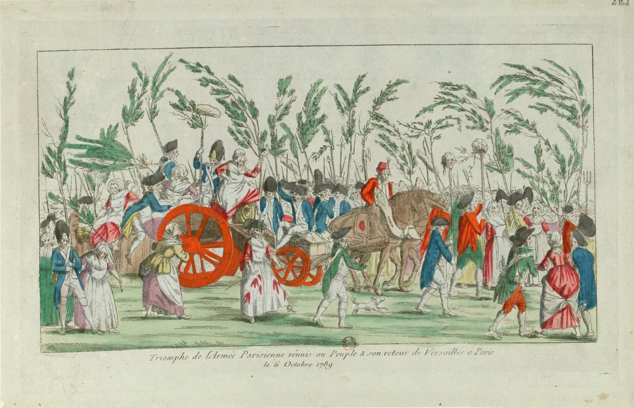 अक्टूबर मार्च से वर्साय, 1789, 1789 तक घर लौटना। द्वारा अज्ञात