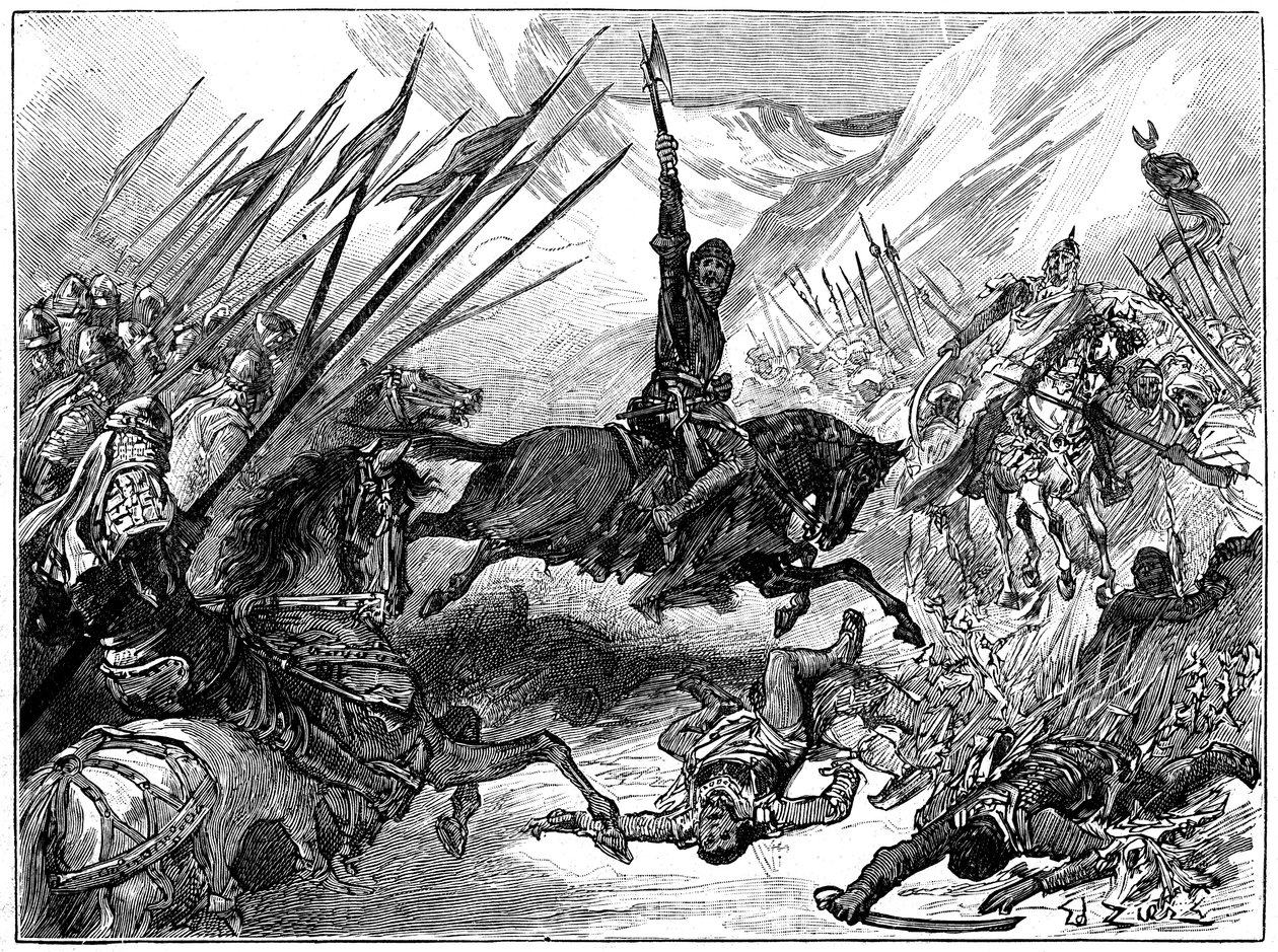 रिचर्ड I, कोउर्स डे लायन अर्सुफ़ की लड़ाई में, 1191, c1880 द्वारा अज्ञात