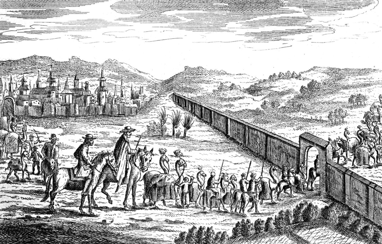 रॉबिन्सन क्रूसो मस्कोवाइट कारवां के साथ, c1719 द्वारा अज्ञात