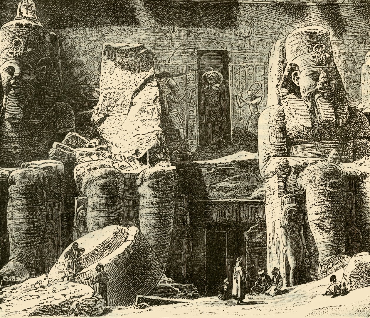 रॉक-टेम्पल्स इन एबिसिम्बेल, 1890। द्वारा अज्ञात