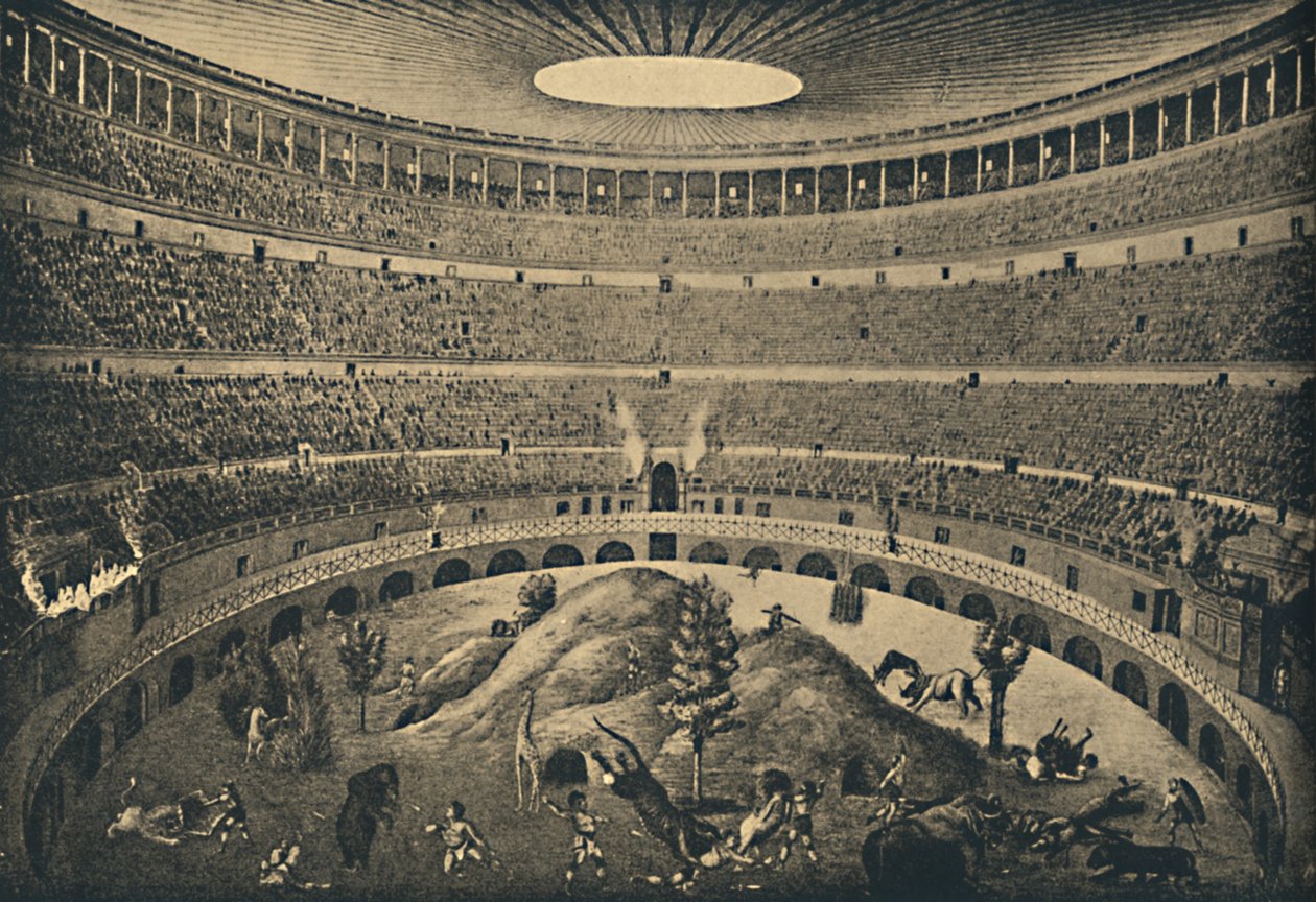 रोमा - कोलोसियम - जंगली जानवरों के शिकार का पुनर्निर्माण, 1910 द्वारा अज्ञात