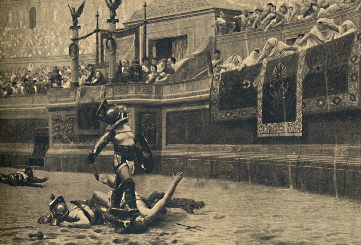रोमा - कोलोसियम - एक ग्लैडीएटोरियल लड़ाई में अंगूठे, 1910 द्वारा अज्ञात