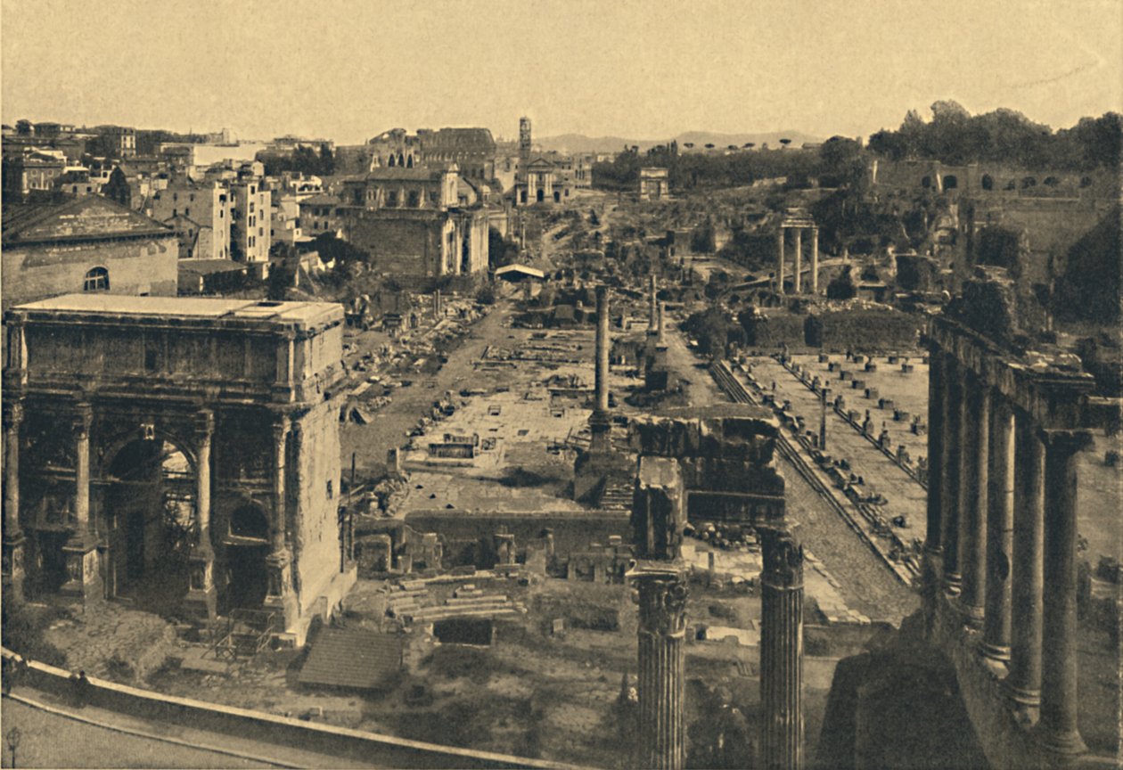 रोमा - रोमन फोरम का सामान्य दृश्य, 1910। द्वारा अज्ञात
