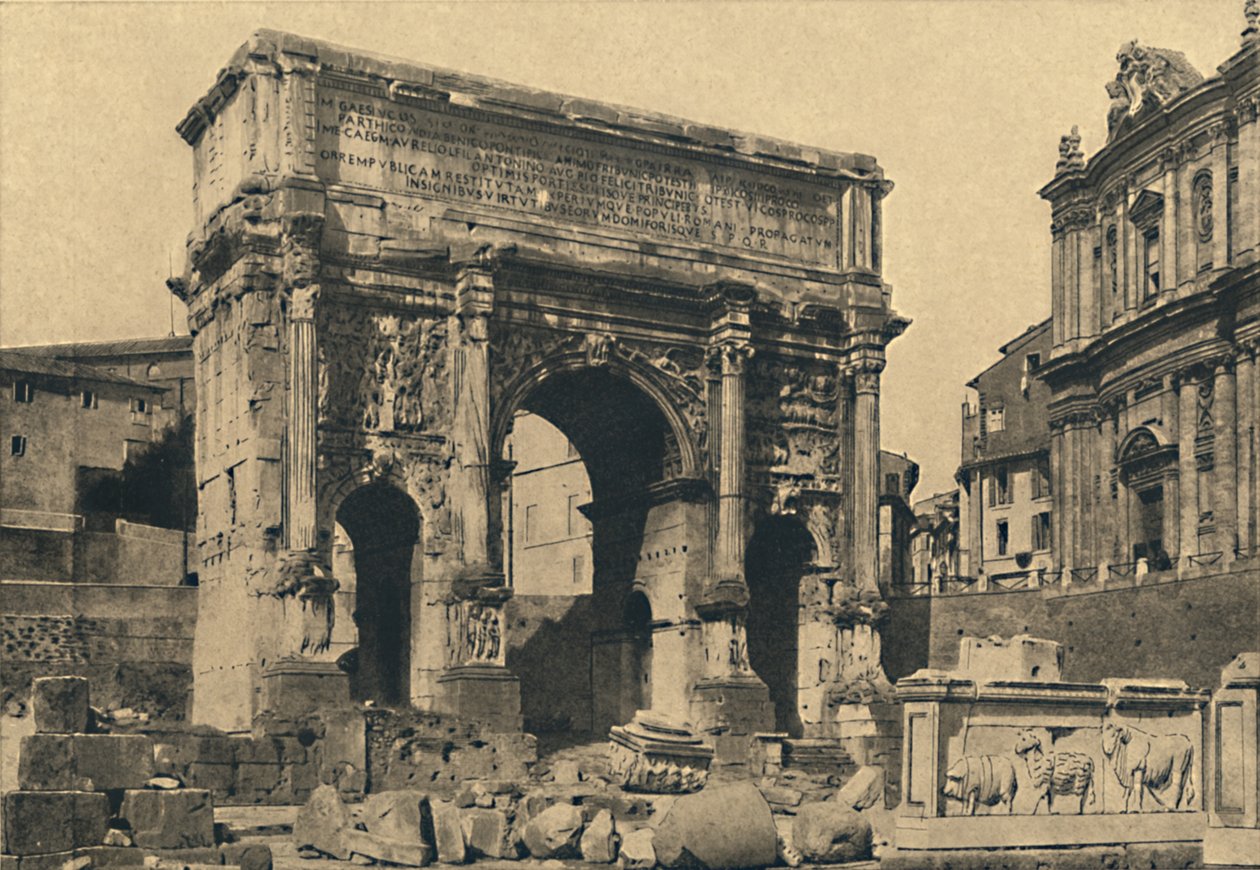 रोमा - रोमन फोरम - आर्क ऑफ सेप्टिमियस सेवरस, 1910। द्वारा अज्ञात