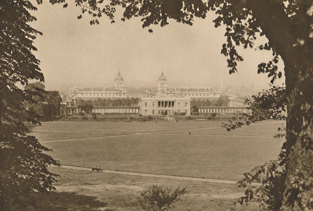 ग्रीनविच में रॉयल नेवल कॉलेज, एक बार विकलांग नाविकों के लिए एक अस्पताल, c1935। द्वारा अज्ञात