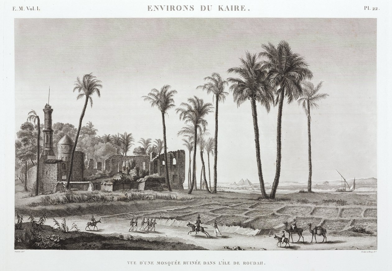 मिस्र के काहिरा के पास रूदाह द्वीप पर बर्बाद मस्जिद, c 1798 द्वारा अज्ञात