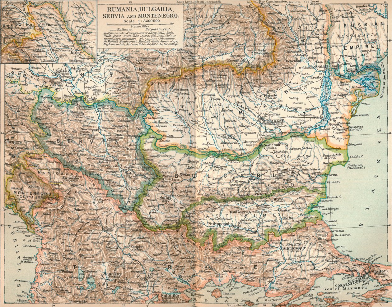 रूमानिया, बुल्गारिया, सर्व और मोंटेनेग्रो, c1906, 1907 द्वारा अज्ञात
