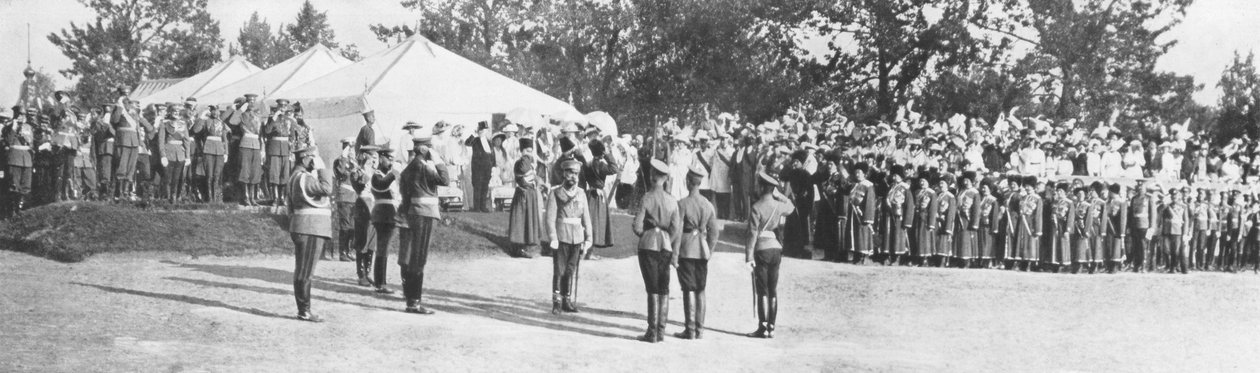 ज़ार निकोलस द्वितीय, क्रास्नोय सेलो, 22 जुलाई, 1914 को सलामी देते हुए रूसी सैनिक द्वारा अज्ञात