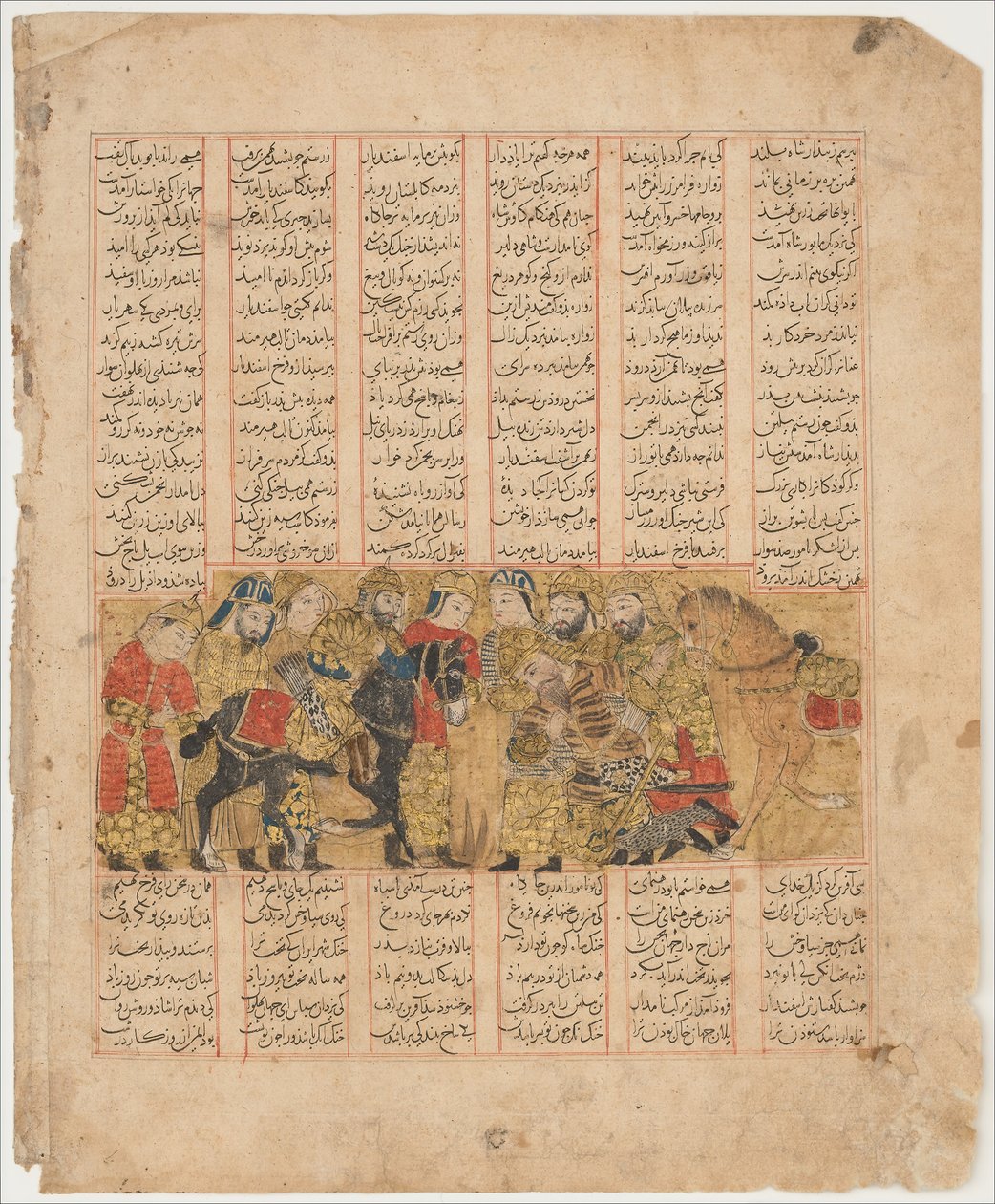रुस्तम ने काई खुसरो से पहले तुस की याचना की, एक शाहनामा से फोलियो..., एएच 741ए.डी. 1341. द्वारा अज्ञात