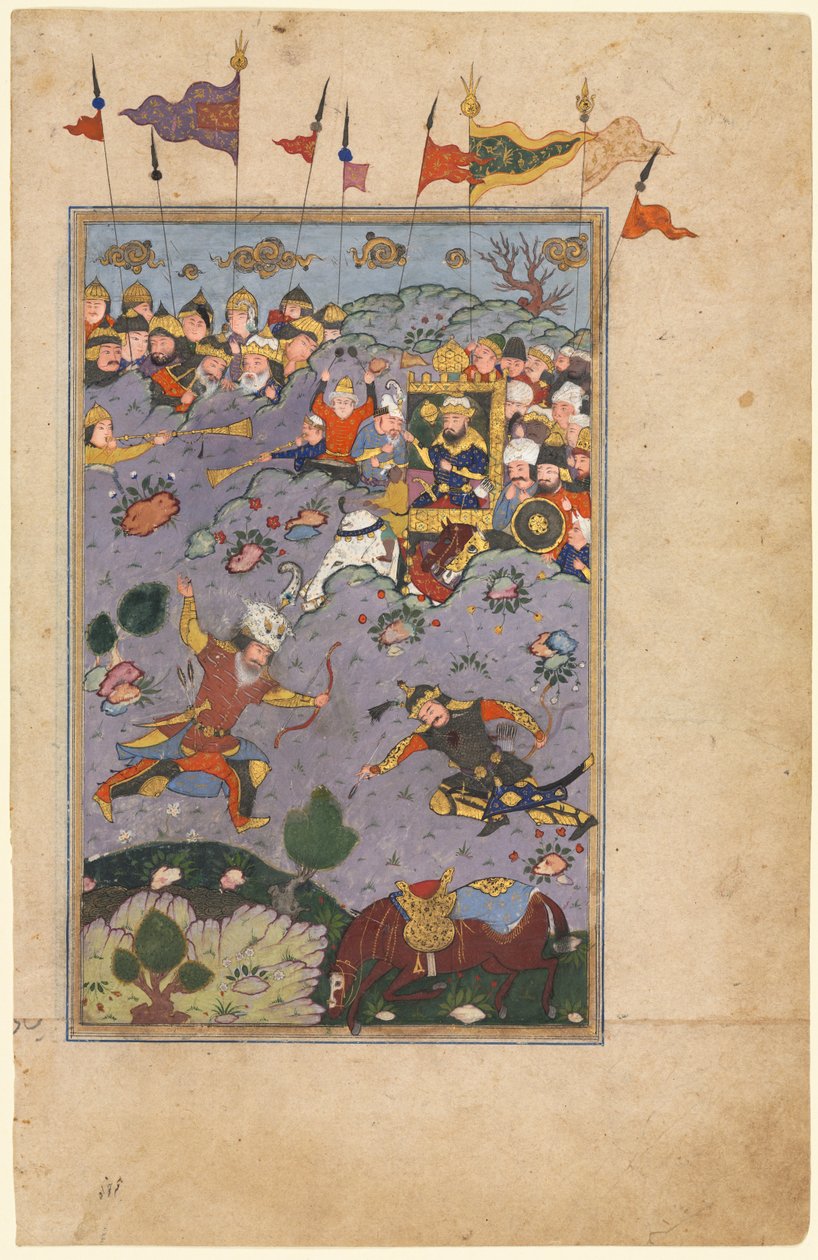 रुस्तम को अश्क़बस की चुनौती, फ़िरदौसी के शाह-नाम बुक ऑफ़ किंग्स से मिलती है ... c1590-1600 द्वारा अज्ञात
