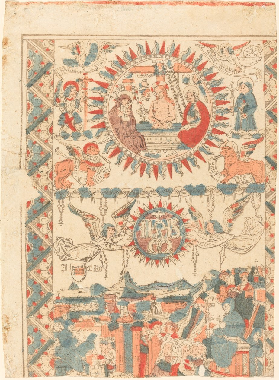 सेंट बोनावेंचर का ल्योन में आगमन और उपदेश, 1480-1490। द्वारा अज्ञात
