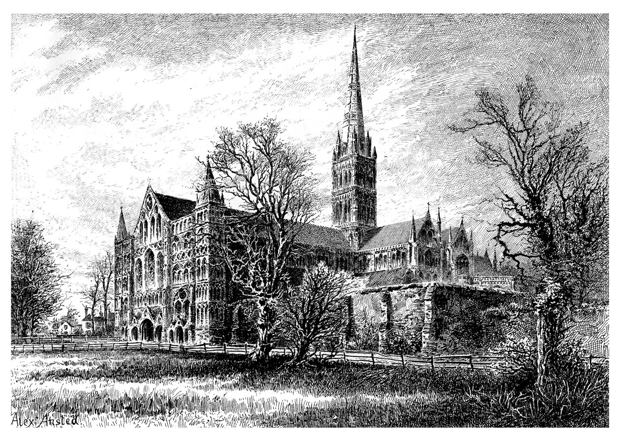 सैलिसबरी कैथेड्रल, दक्षिण पश्चिम, 1895 से द्वारा अज्ञात