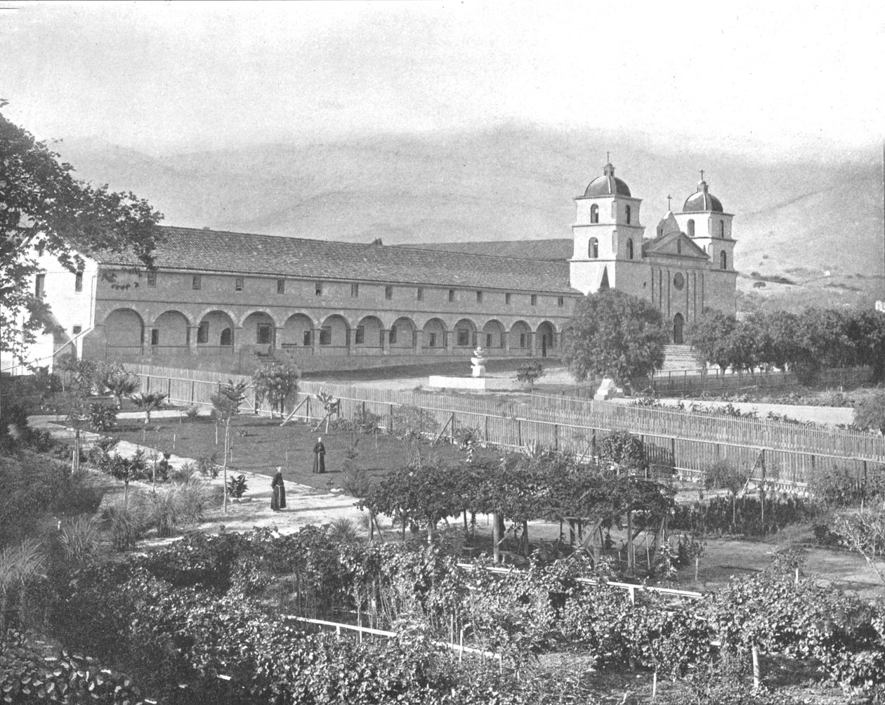 सांता बारबरा मिशन, कैलिफोर्निया, संयुक्त राज्य अमेरिका, c1900। द्वारा अज्ञात
