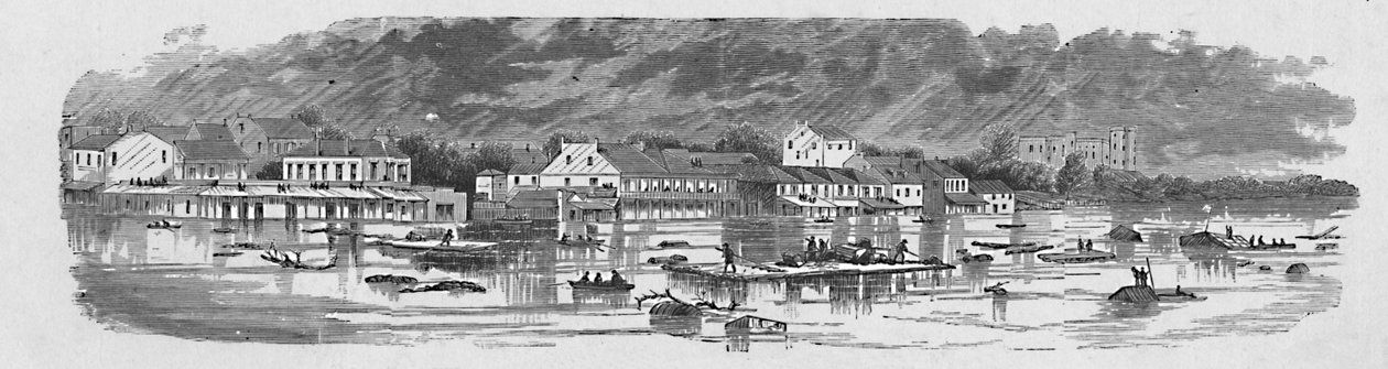 1874, 1883 के बाढ़ के दौरान बैटन रूज में दृश्य द्वारा अज्ञात