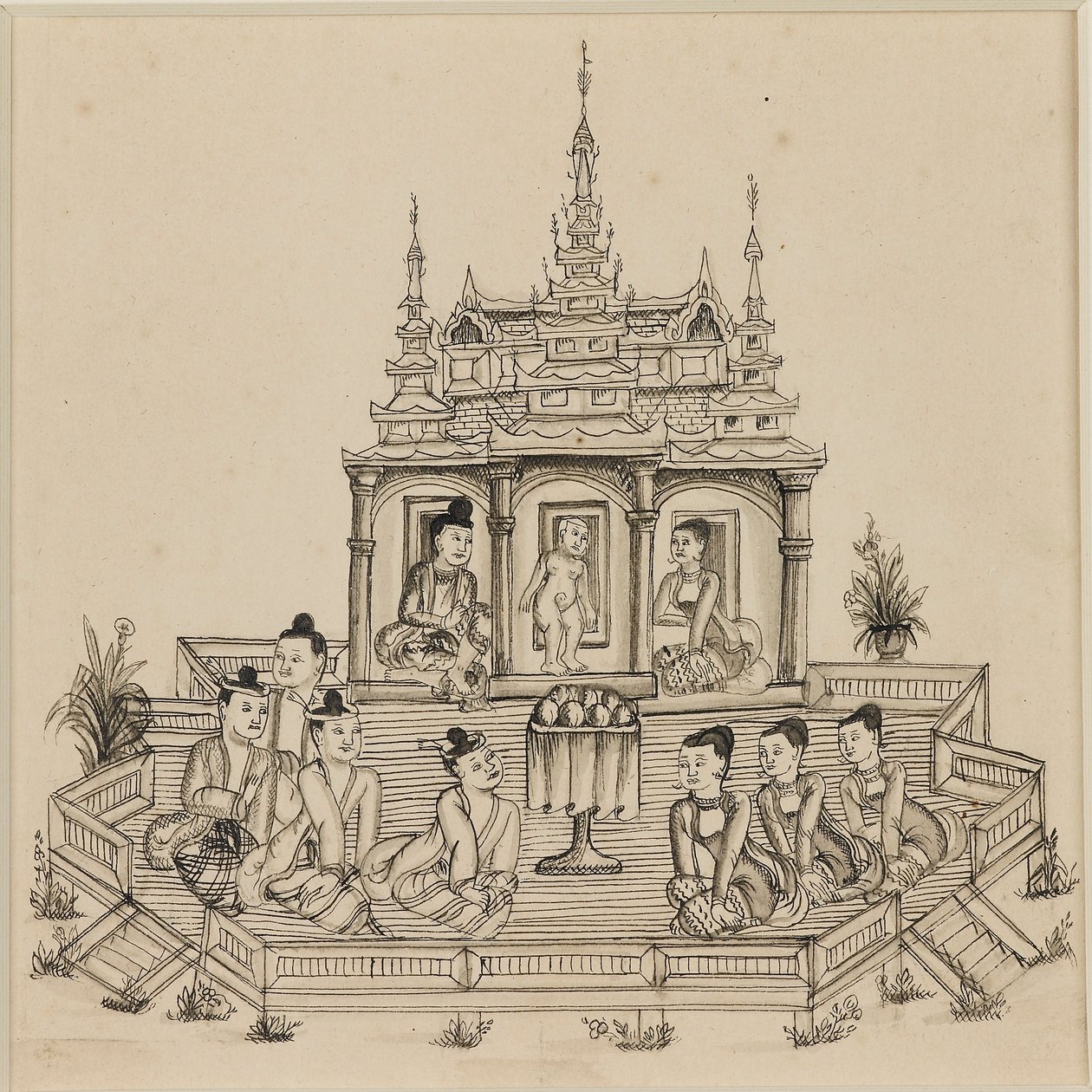 वेसंतरा जातक का दृश्य, c1880 द्वारा अज्ञात