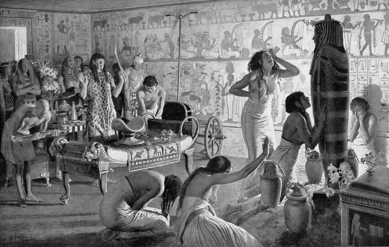 1325 ईसा पूर्व 1933-1934, मिस्र के तूतनखामुन के अंतिम मंदिर में शोक का दृश्य द्वारा अज्ञात
