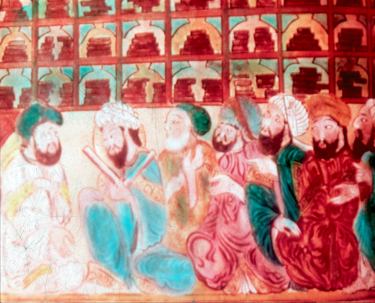 एबोड ऑफ विजडम में विद्वान, एक विज्ञान अकादमी, बगदाद, इराक, 14 वीं शताब्दी द्वारा अज्ञात