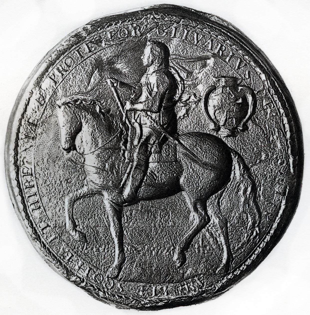 घोड़े की पीठ पर ओलिवर क्रॉमवेल के साथ रक्षा की मुहर, 17 वीं शताब्दी, 1899 द्वारा अज्ञात