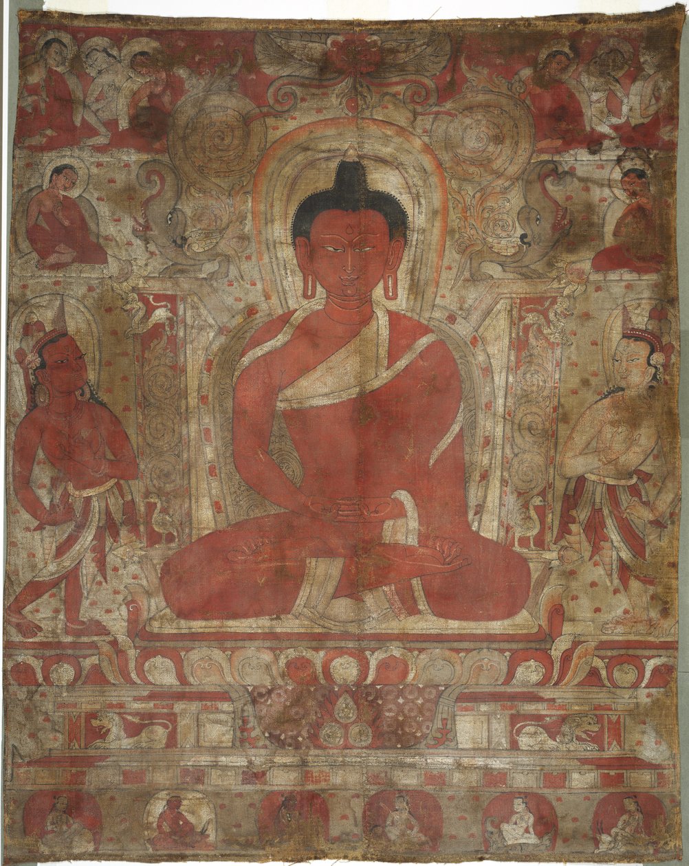 अटेंडेंट्स के साथ अमिताभ को बैठाया, c। 1100s। द्वारा अज्ञात