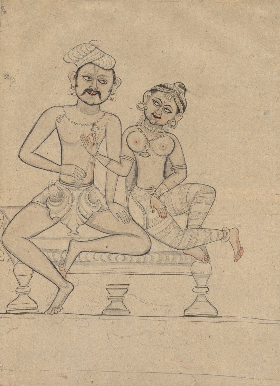 बैठे हुए युगल, सी। 1800। द्वारा अज्ञात