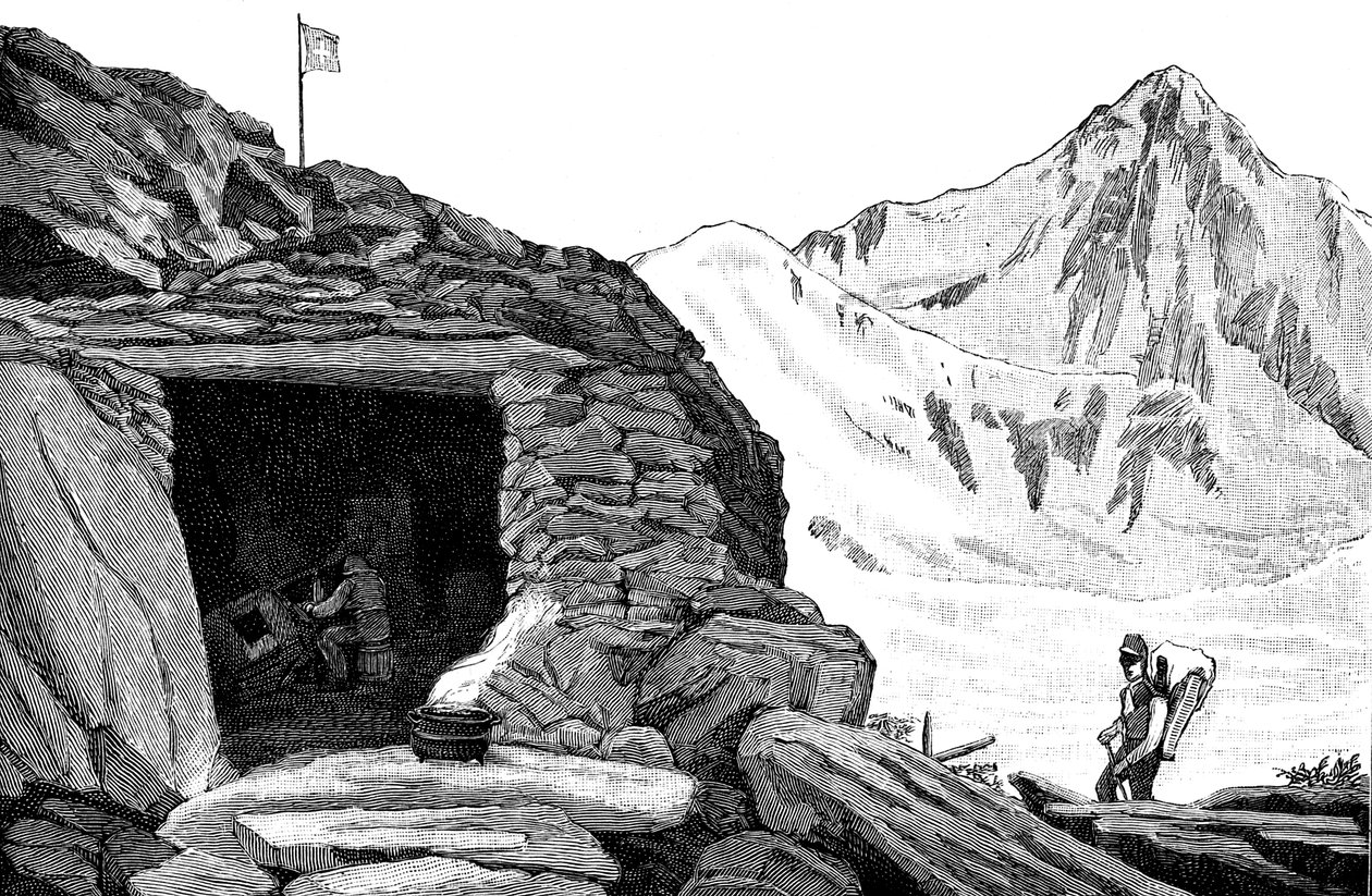 ग्लेशियोलॉजिस्ट लुई अगासिज़, आर ग्लेशियर, स्विटज़रलैंड द्वारा निर्मित आश्रय, 1840 1885 द्वारा अज्ञात