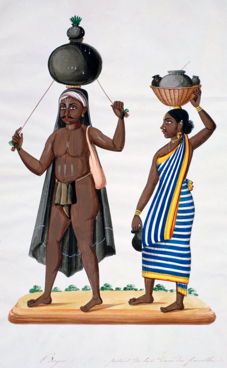 शेफर्ड और उनकी पत्नी दूध लेकर भारत, 1834 द्वारा अज्ञात