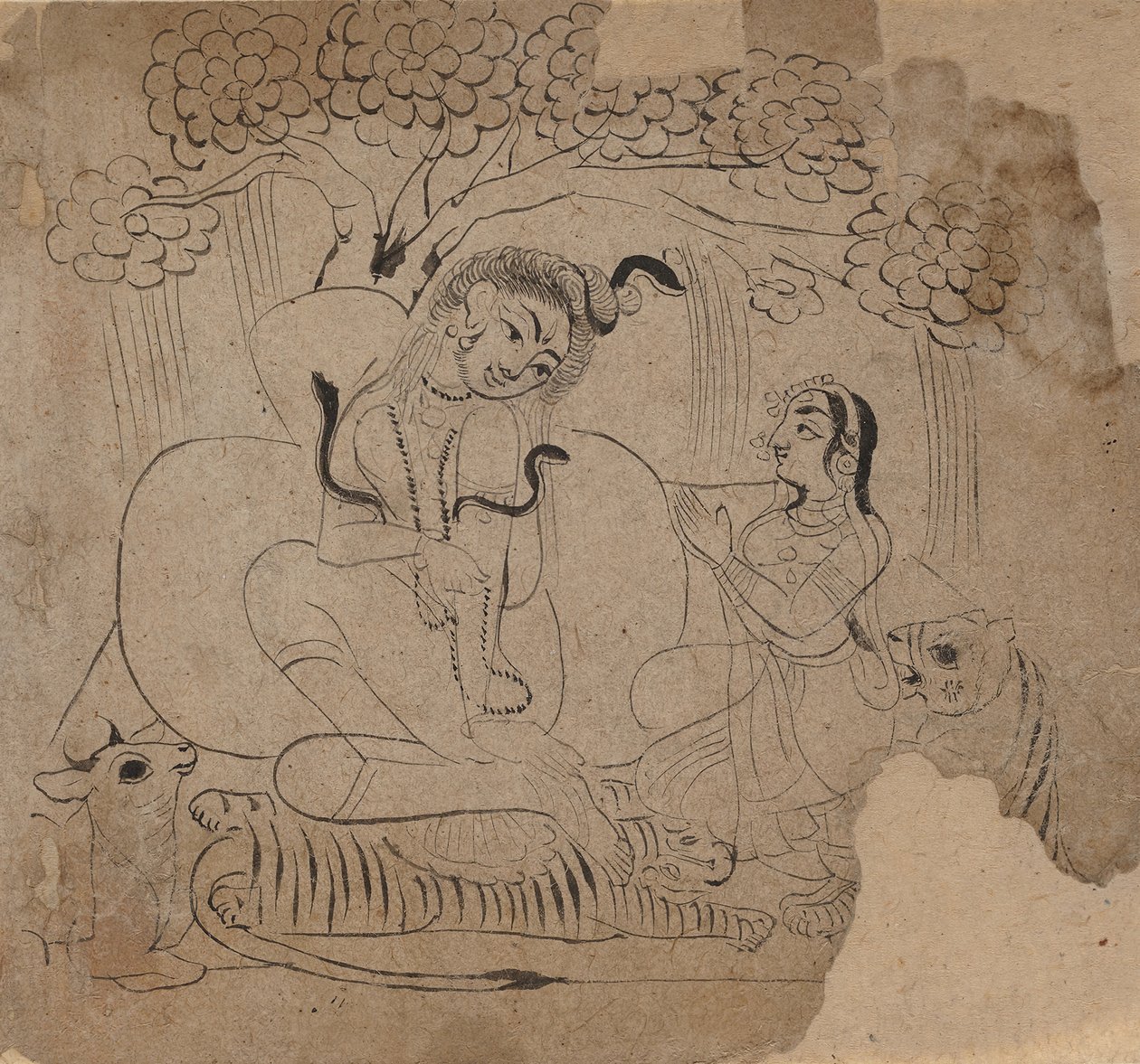 शिव और पार्वती, 19 वीं शताब्दी। द्वारा अज्ञात