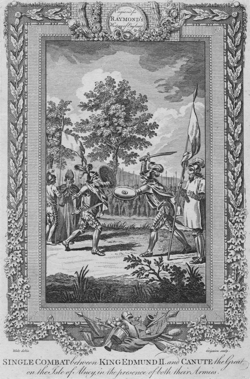 किंग एडमंड II और कैन्यूट द ग्रेट ऑन अबनी के बीच सिंगल कॉम्बैट, 1787 द्वारा अज्ञात