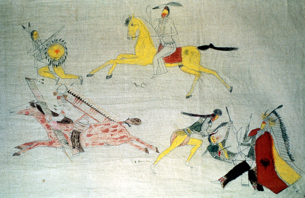 युद्ध में सीयुक्स योद्धा, c1890 द्वारा अज्ञात