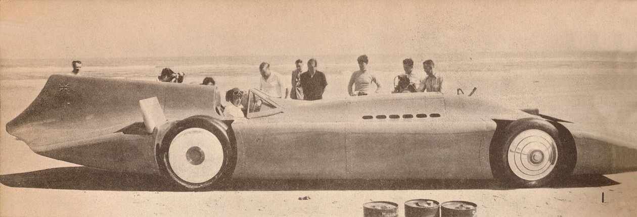 सर मैल्कम कैंपबेल अपने नए ब्लू बर्ड में डेटन बीच, फ्लोरिडा, 1935, 1935 में द्वारा अज्ञात
