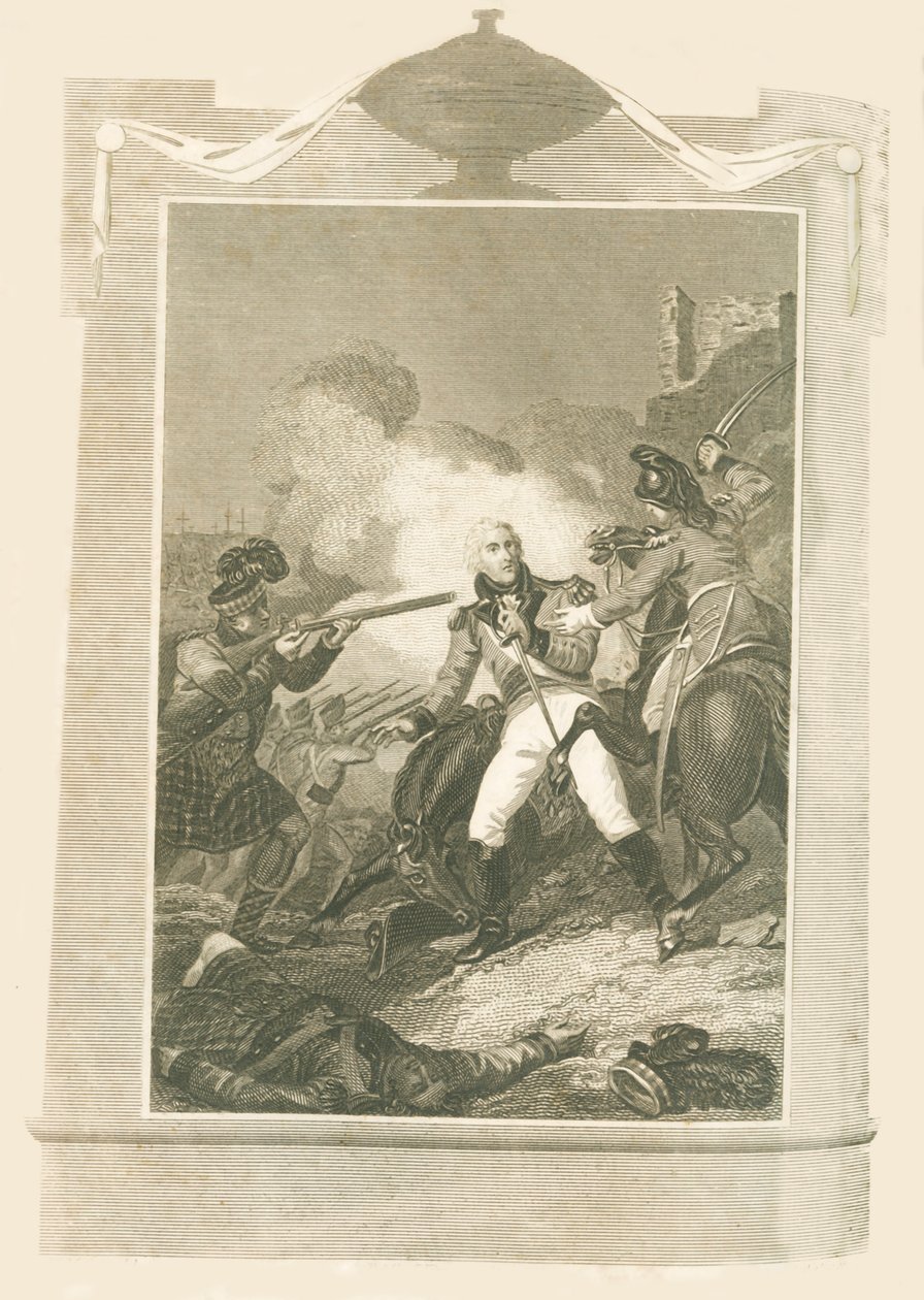 अलेक्जेंड्रिया की लड़ाई में सर राल्फ एबरक्रॉम्बी, 1801, 1816। द्वारा अज्ञात