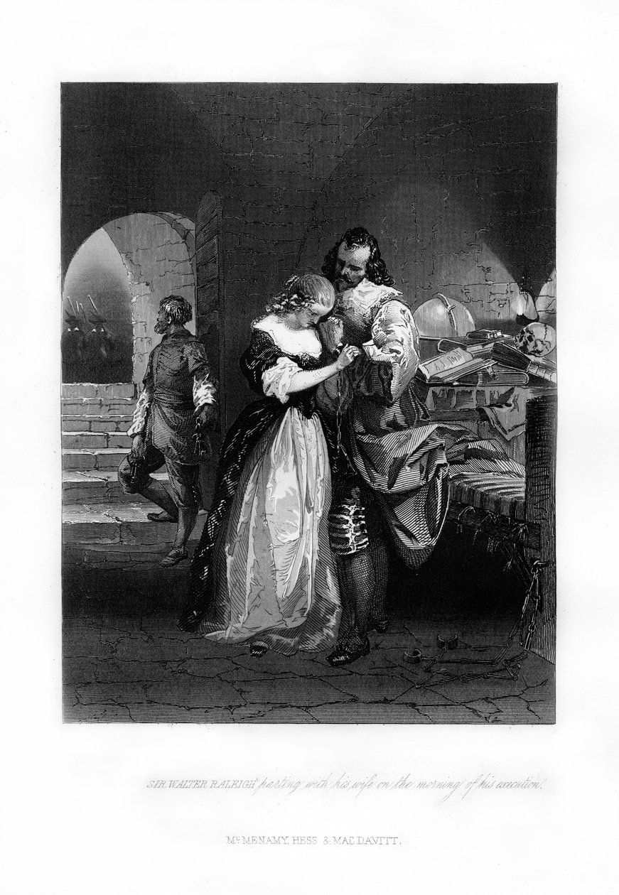 सर वाल्टर रैले अपनी पत्नी को उसके निष्पादन की सुबह 1618, 1872 में बिदाई देते थे द्वारा अज्ञात