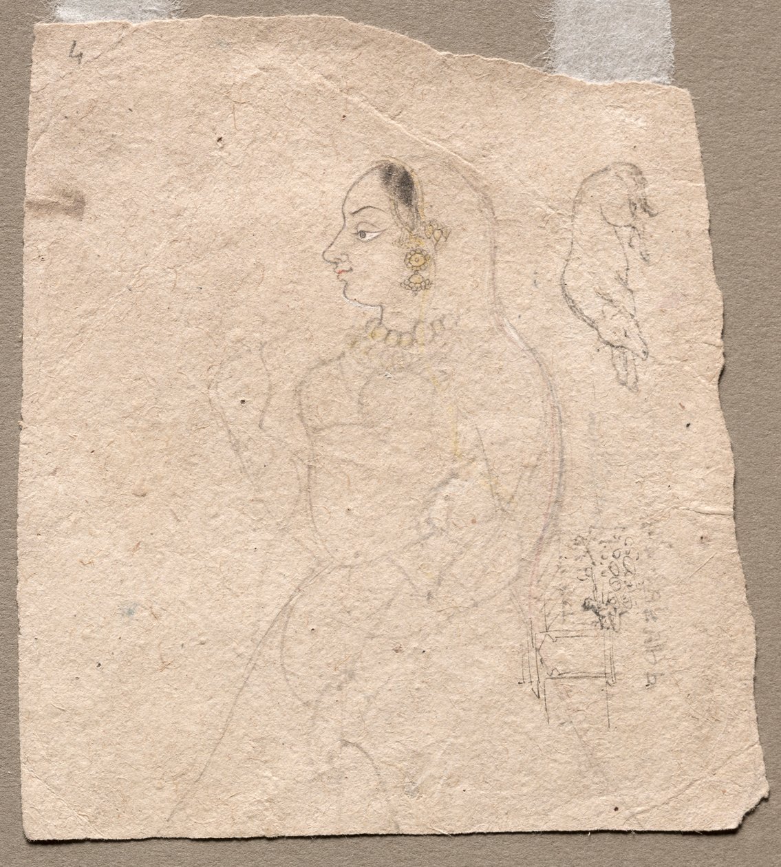 हाथी पर एक महिला और दूसरे जानवरों के साथ स्केच, 1700 के दशक में उल्टा। द्वारा अज्ञात