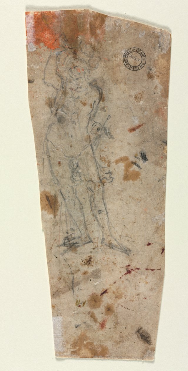 एक बख़्तरबंद पुरुष चित्रा का स्केच, 1600s। द्वारा अज्ञात