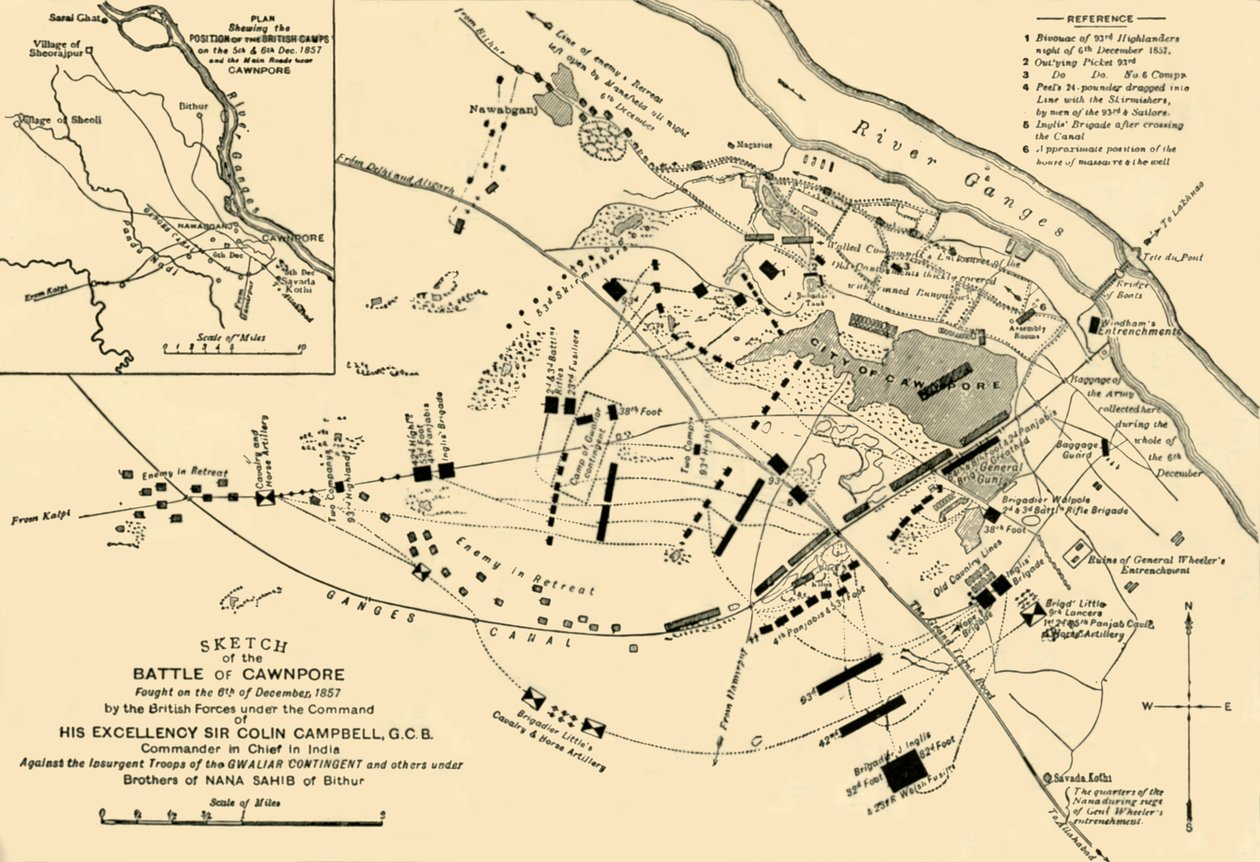 1857, 1901 के कॉवेनपोर के युद्ध का स्केच। द्वारा अज्ञात