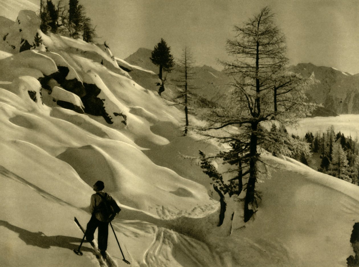 अंकोगेल, ऑस्ट्रिया में स्कीइंग, c1935। द्वारा अज्ञात