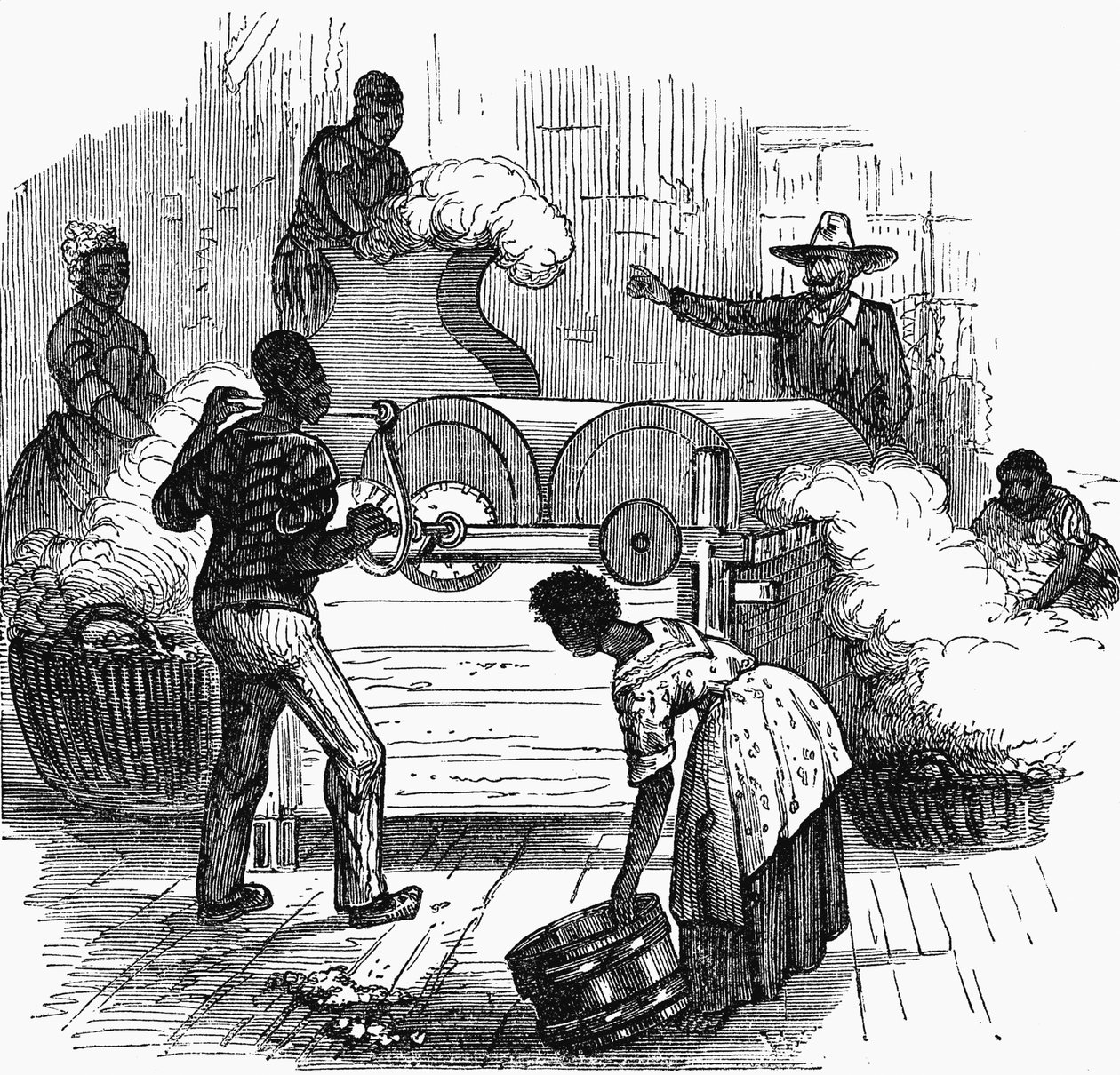 1860 में अमेरिका के दक्षिणी राज्यों में एक कपास रोपण पर दास श्रम द्वारा अज्ञात