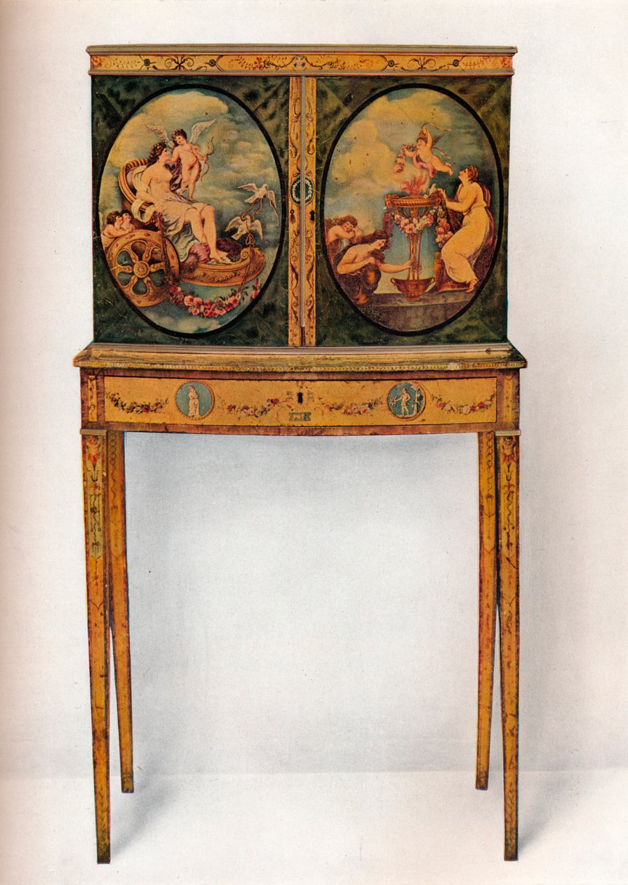 स्टैंड पर छोटा महोगनी कैबिनेट, c1680 द्वारा अज्ञात