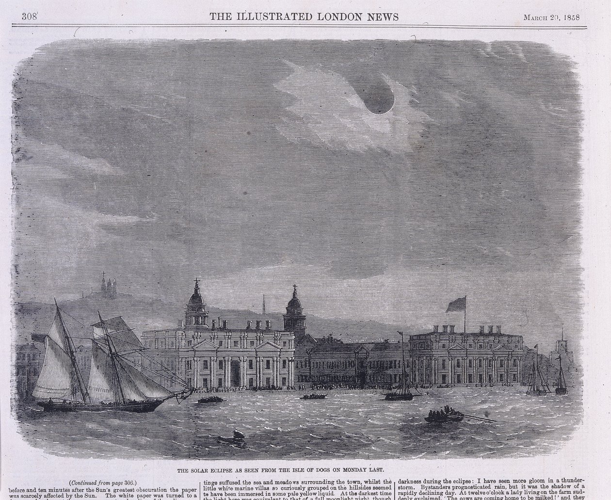 रॉयल ऑब्जर्वेटरी, ग्रीनविच, 1858 में सूर्य ग्रहण देखा गया द्वारा अज्ञात