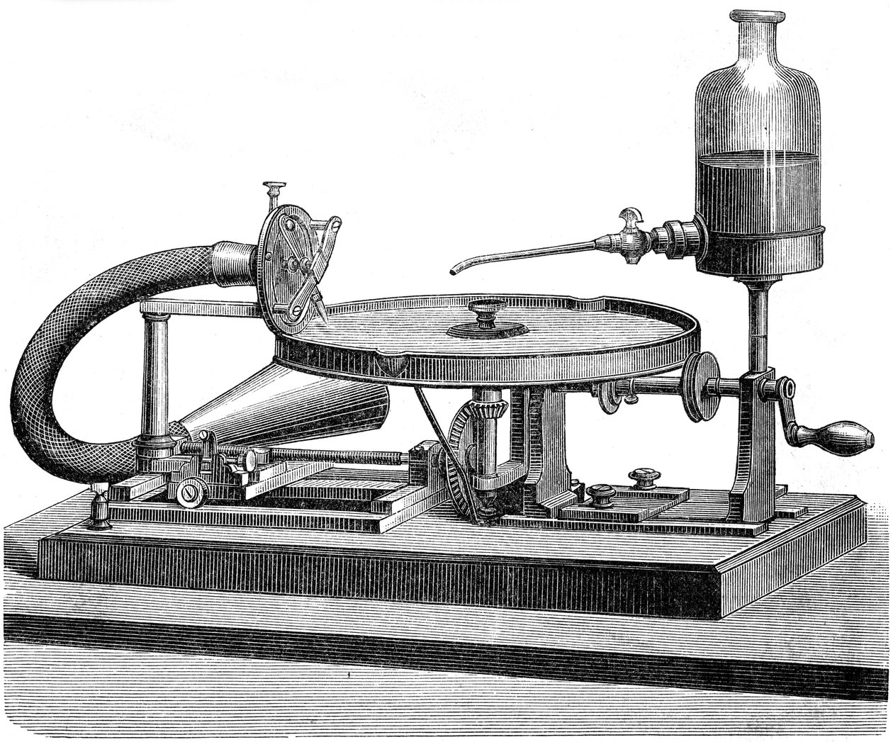 ध्वनि रिकॉर्डिंग डिस्क बिजली की मोटर बैटरी तरल, c1880 द्वारा अज्ञात