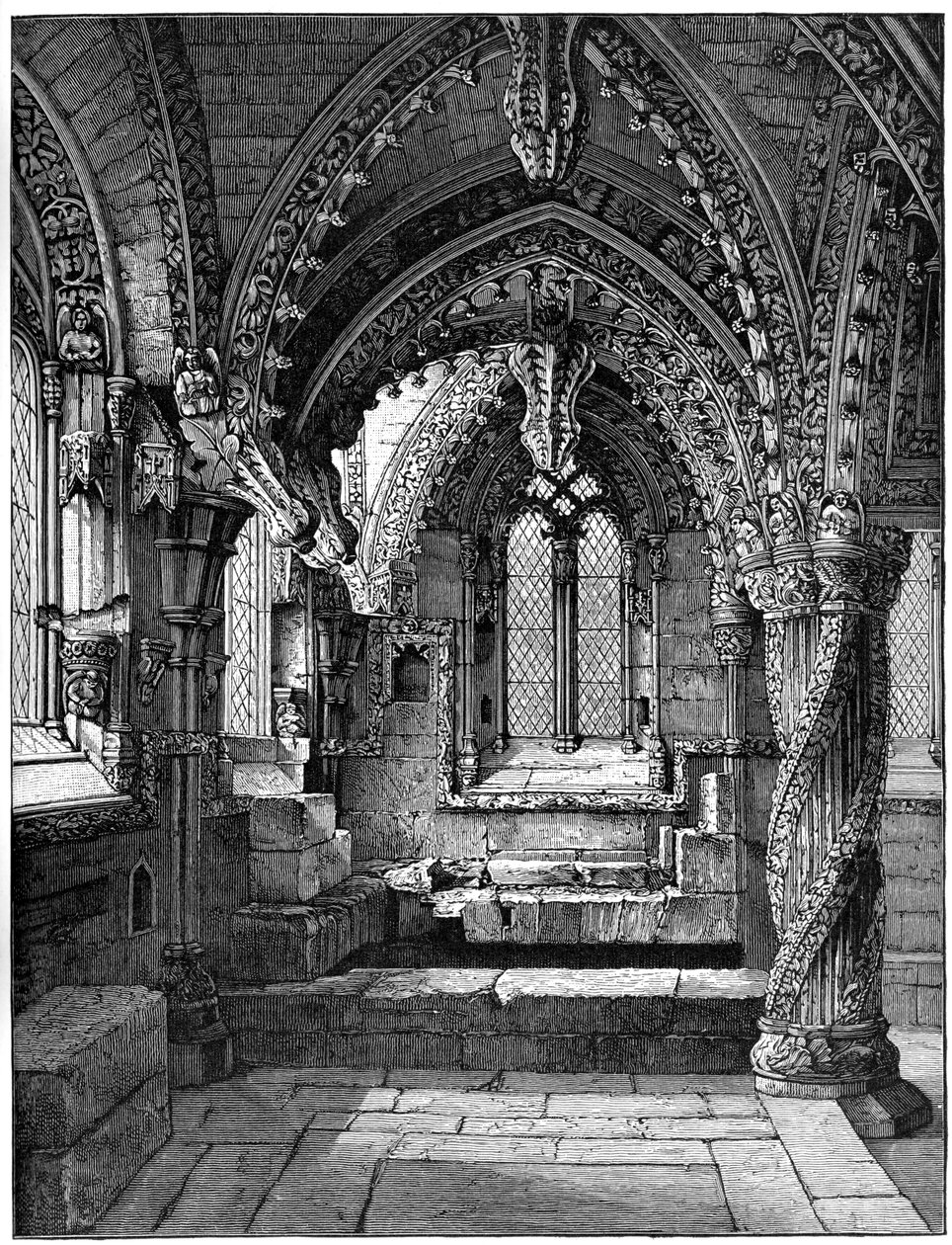 लेडी चैपल, रोसलिन चैपल, स्कॉटलैंड, 1893 के दक्षिण-पूर्व कोने द्वारा अज्ञात